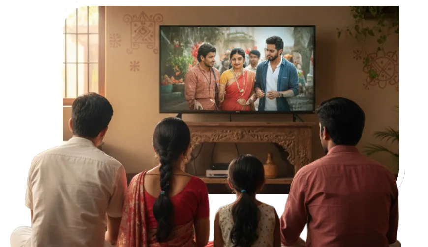 Village community watching together